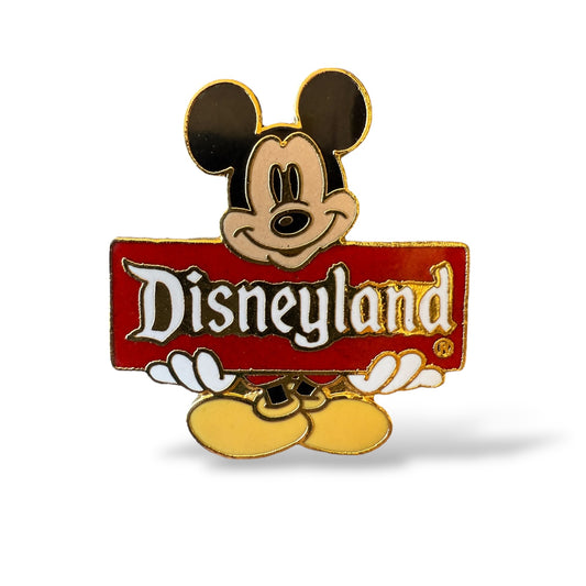 DLR Mickey Holding Red Sign Pin