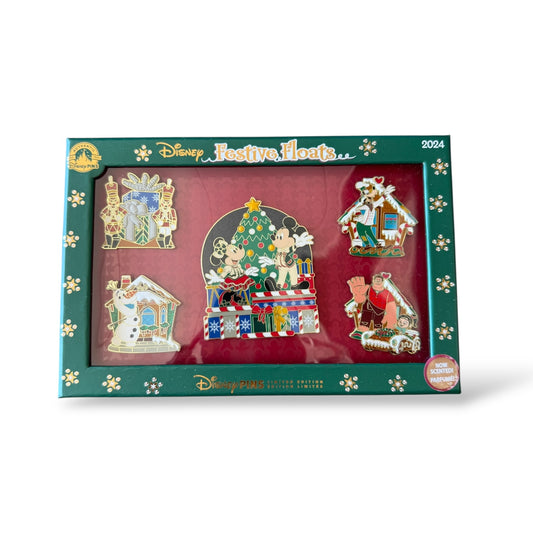 Disney Parks Christmas Holiday Parade Floats Pin Set