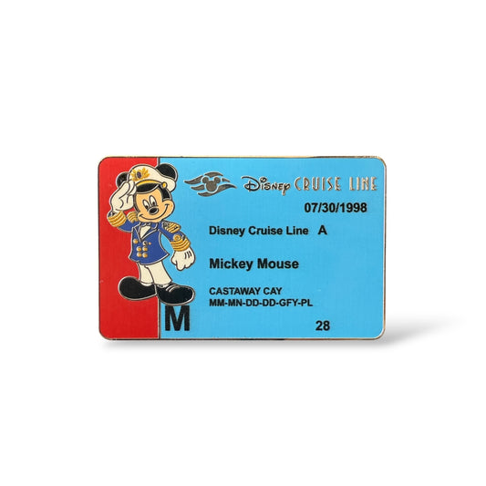DCL Mickey Mouse Cruise Line ID Card Key to the World Pin