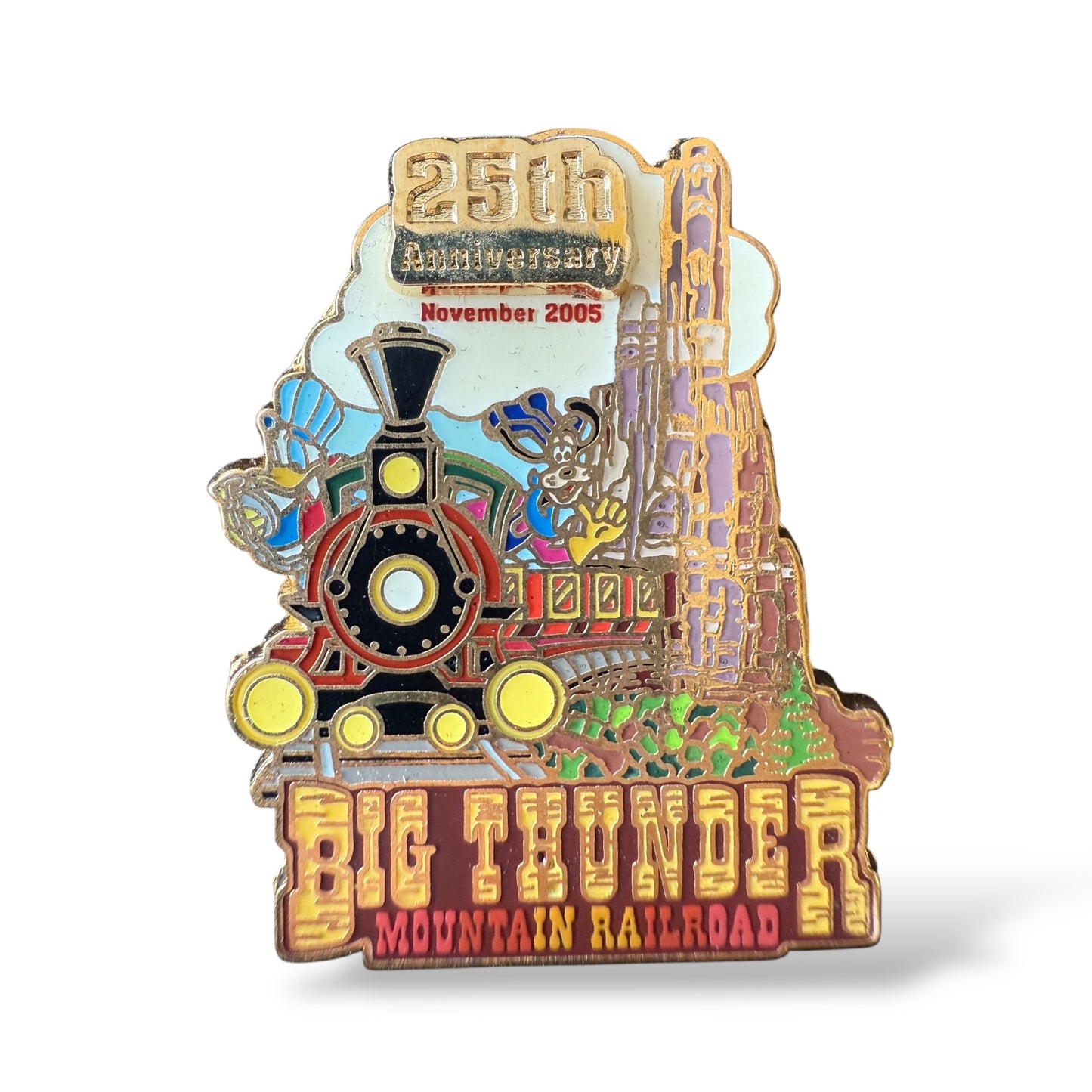 WDW Big Thunder Mountain Railroad 25th Anniversary Donald Duck and Goofy Pin