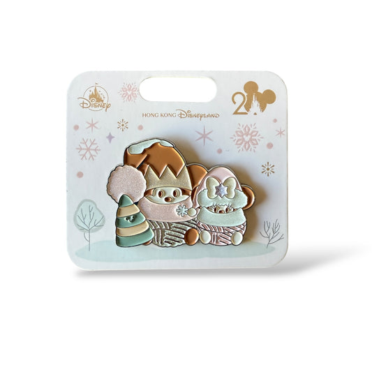 HKDL Christmas Elf Mickey and Minnie Pin