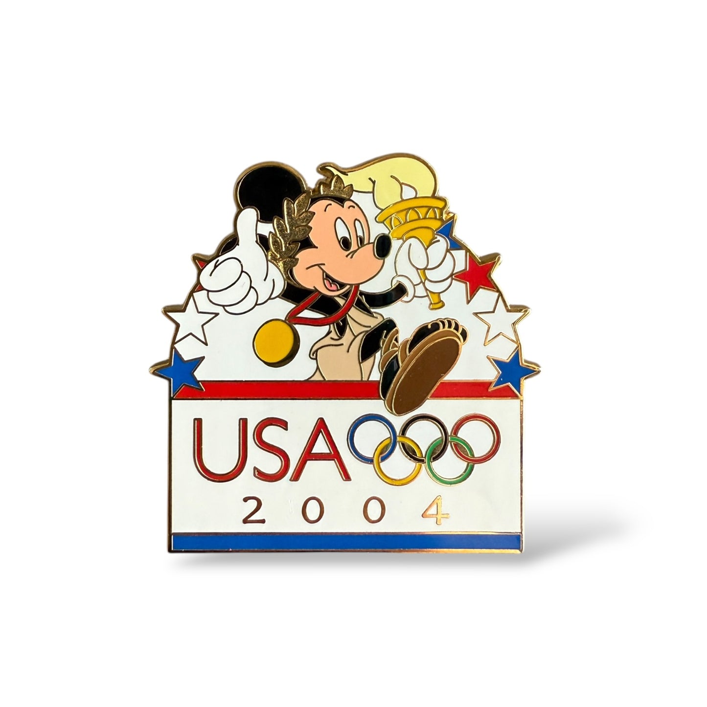 Disney Parks USA Olympics 2004 Mickey Torchbearer Pin