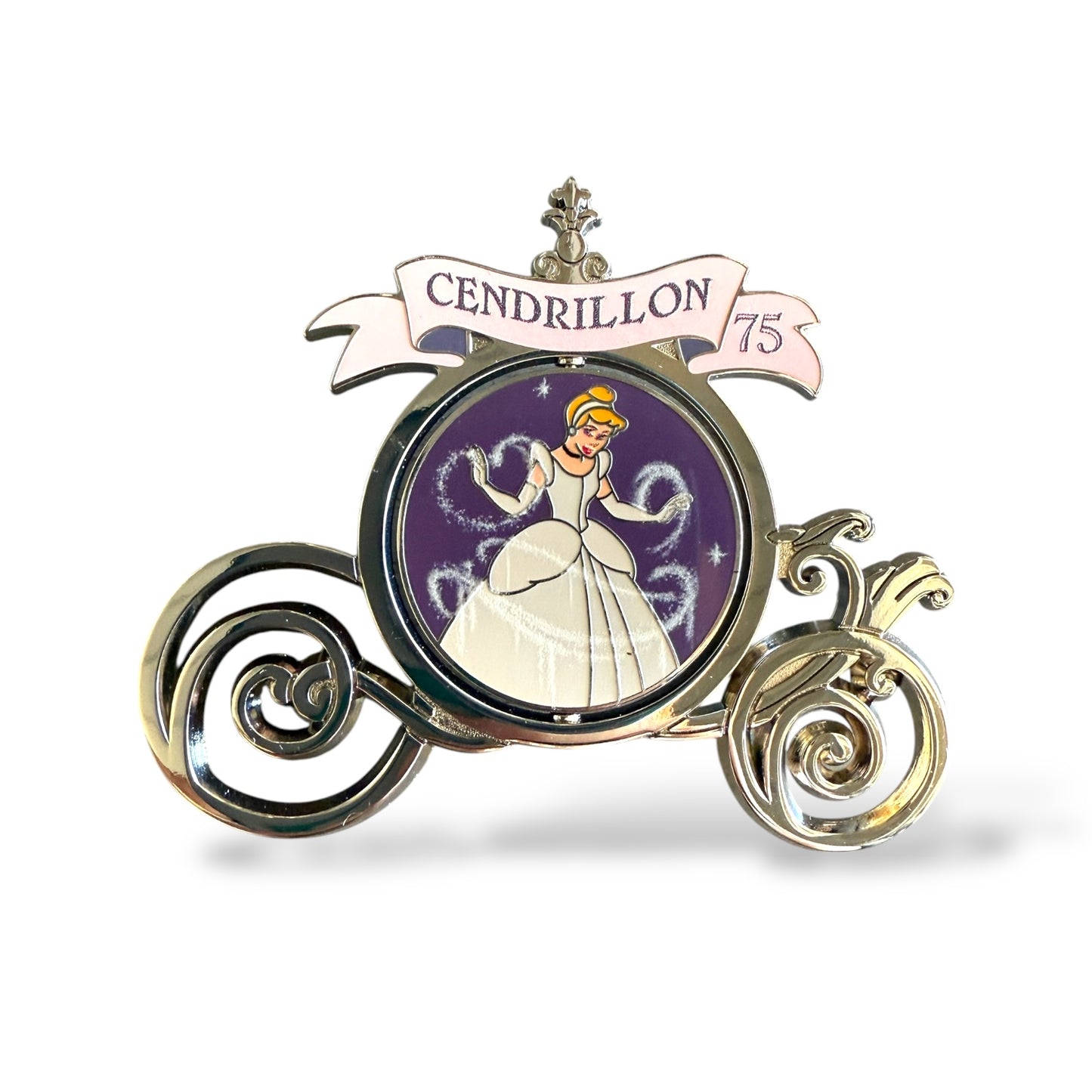 DLRP Cinderella 75th Anniversary Pumpkin Coach Pink Dress Spinner Pin