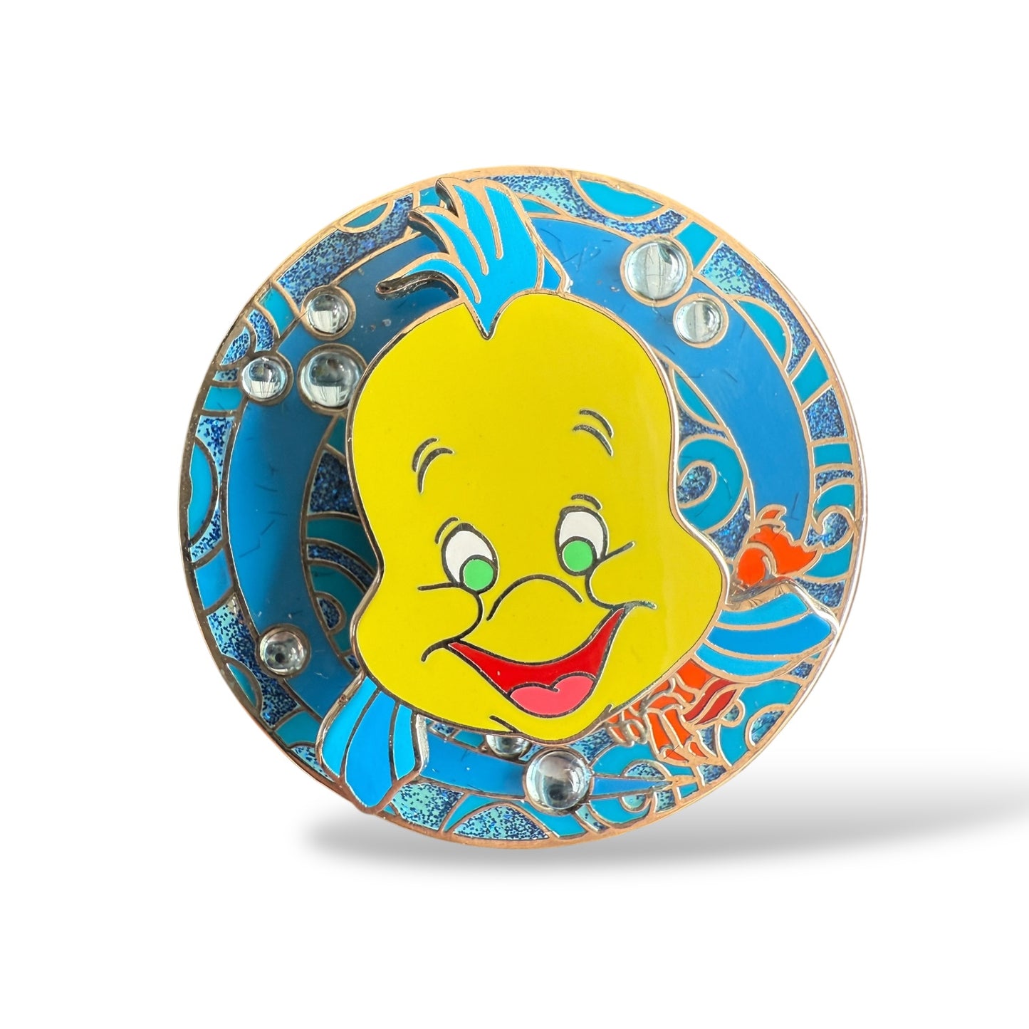 WDW The Search For Imagination Pin Event Flounder and Sebastian Jeweled Spinner Pin