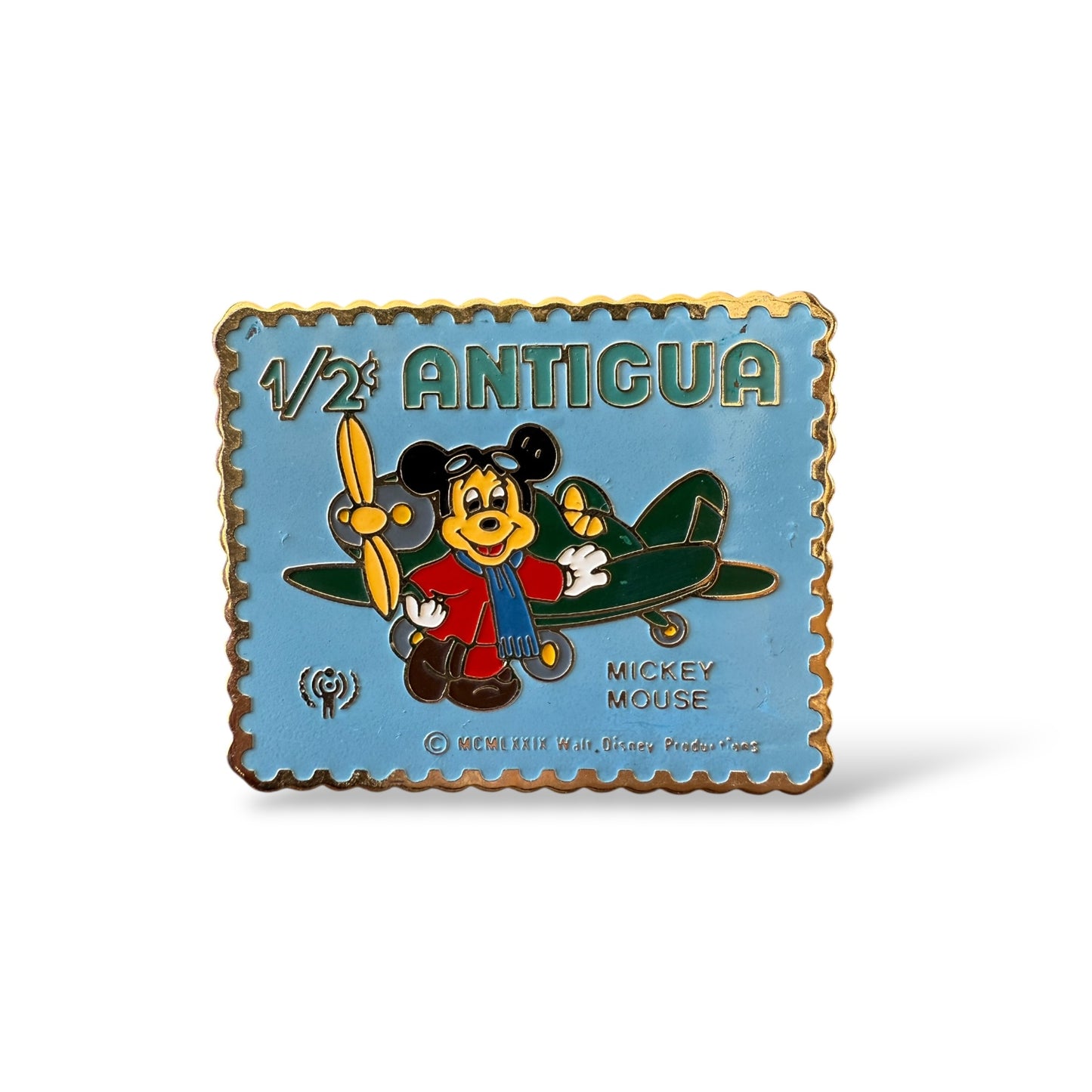 Disney Parks Antigua Stamp Mickey Flying Pin