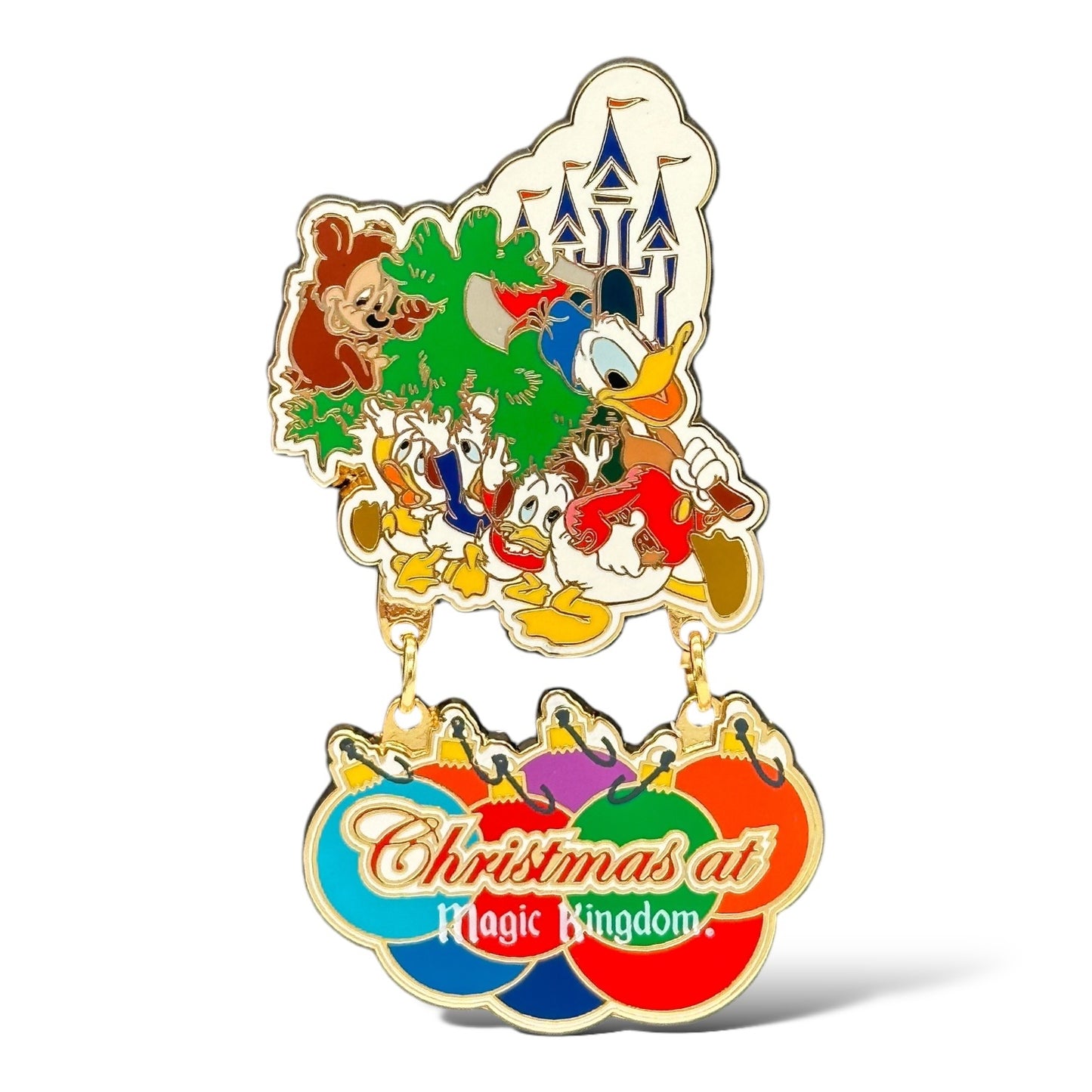 WDW Christmas 2002 Donald Duck, Huey, Dewey & Louie Magic Kingdom Dangle Pin