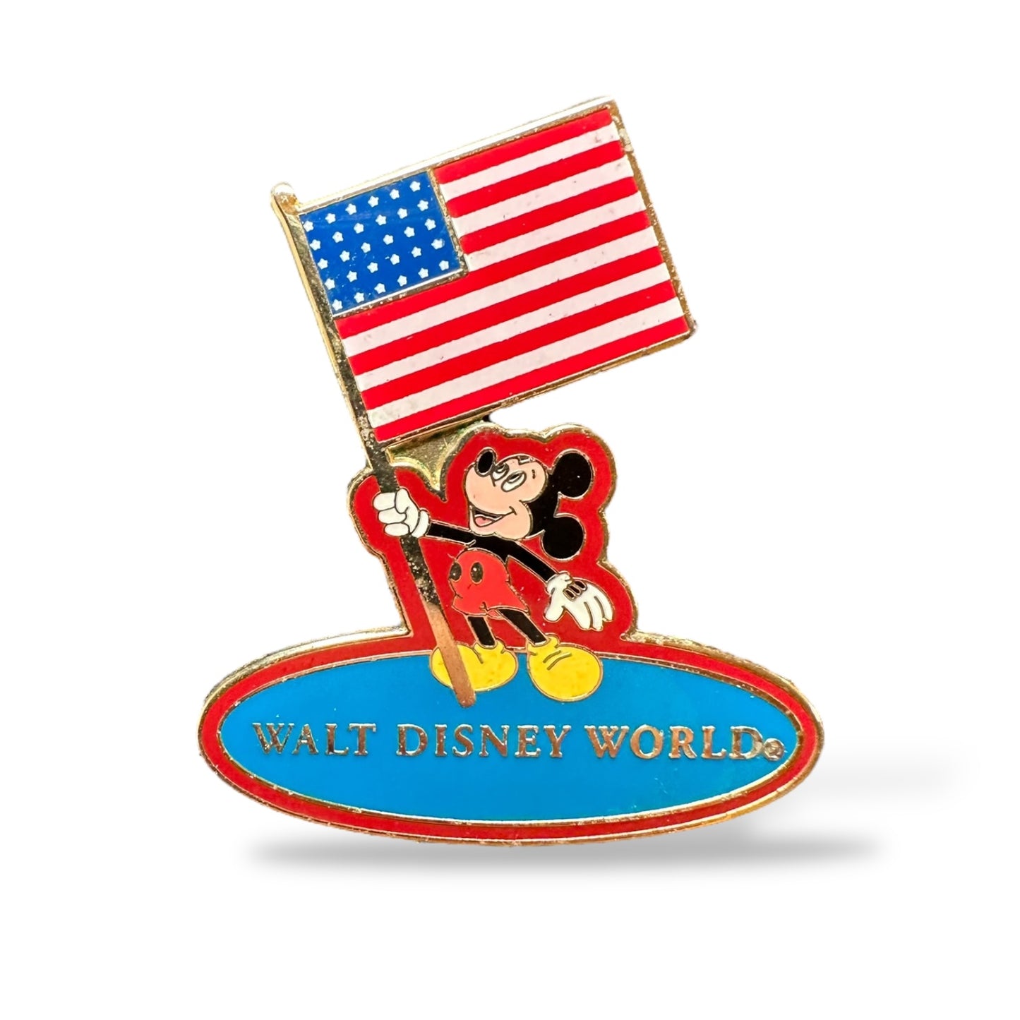 WDW Mickey Holding American Flag Red Pin