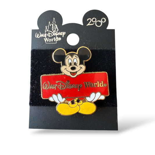 WDW Mickey Holding Red Sign Pin