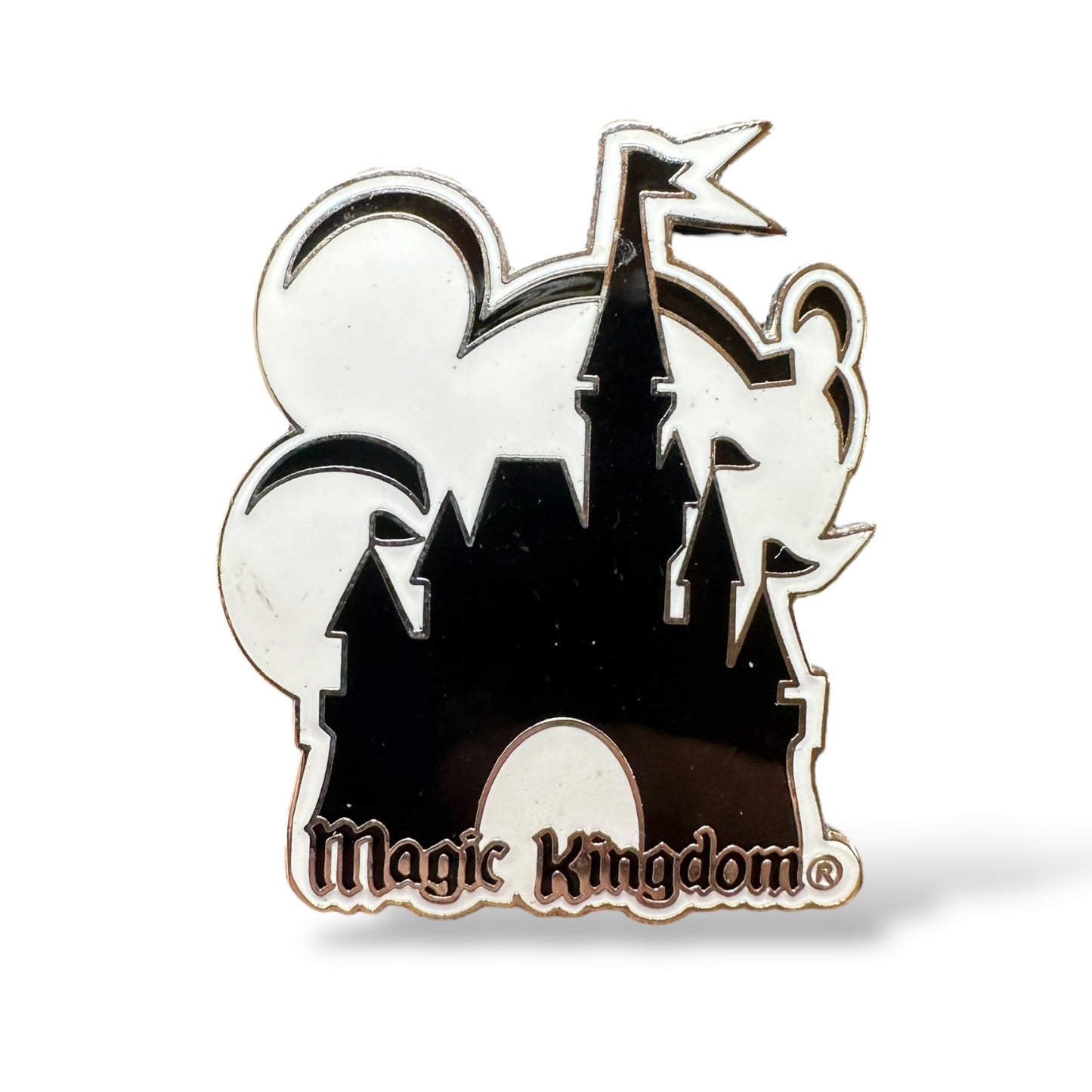 WDW Mickey and Cinderella Castle Magic Kingdom Black and White Pin