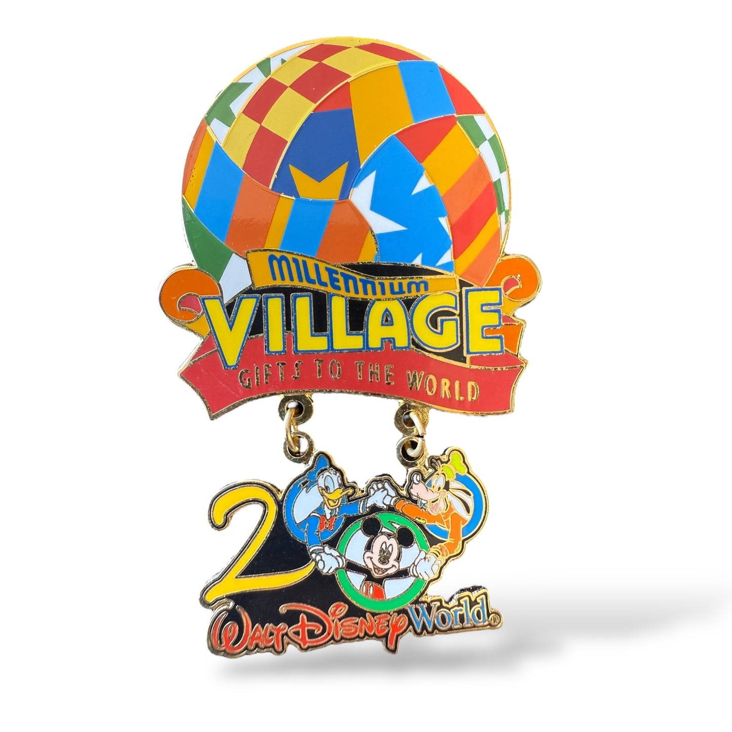 WDW Millennium Village 2000 Mickey Mouse, Donald Duck and Goofy Dangle Pin