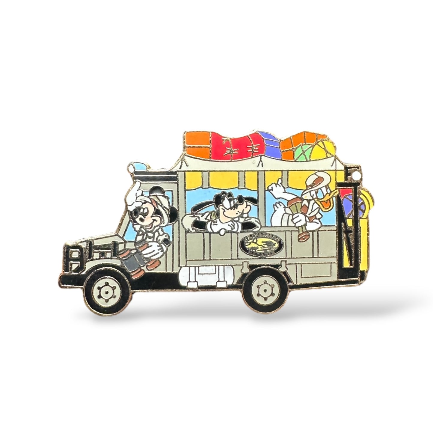 WDW Mickey, Goofy, Donald Kilimanjaro Safaris Animal Kingdom Wheels Do Not Spin Pin