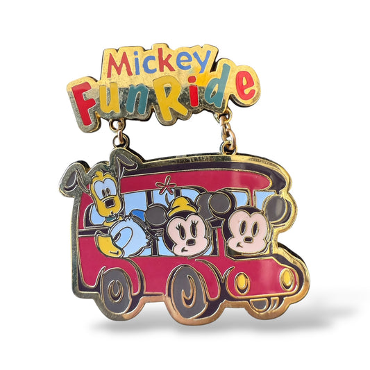 JDS Mickeys Fun Ride Pluto, Mickey and Minnie Mouse Red Bus Dangle Pin
