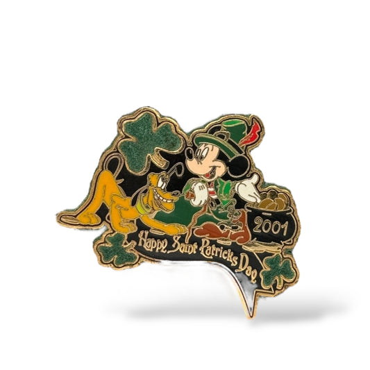 WDW Happy Saint Patrick's Day 2001 Mickey and Pluto Pin