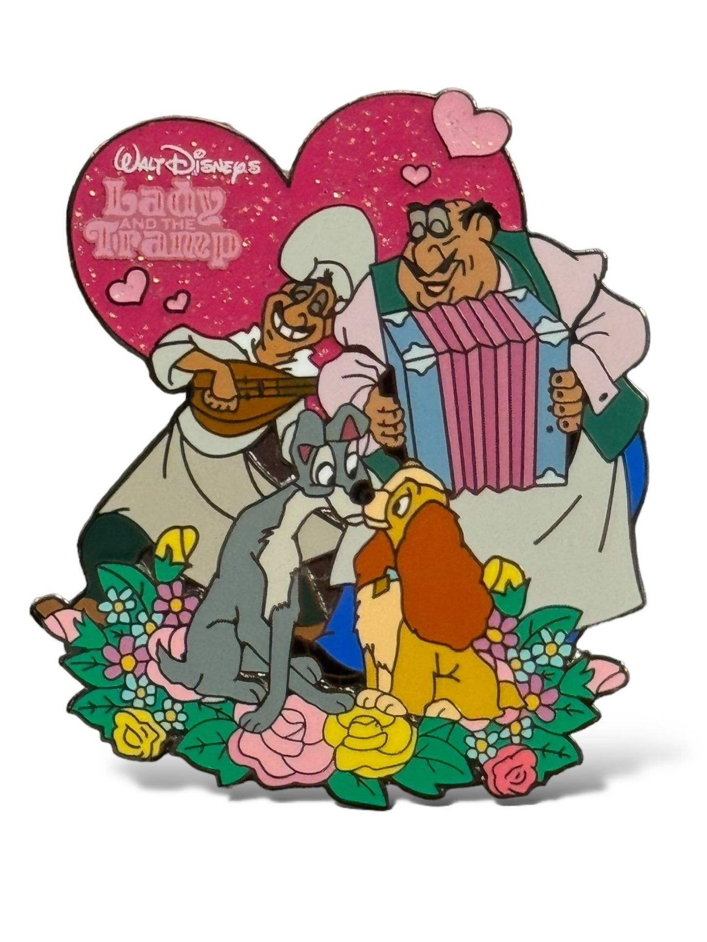 JDS Lady and the Tramp 50th Anniversary Pink Heart Pin