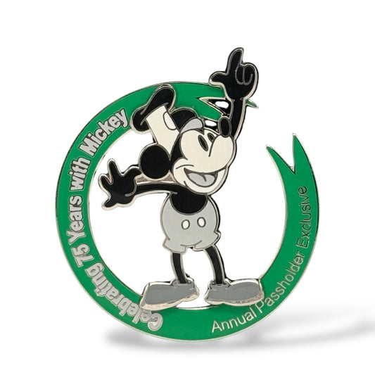 DLR Annual Passholder Mickey 75th Anniversary Steamboat Willie Pin