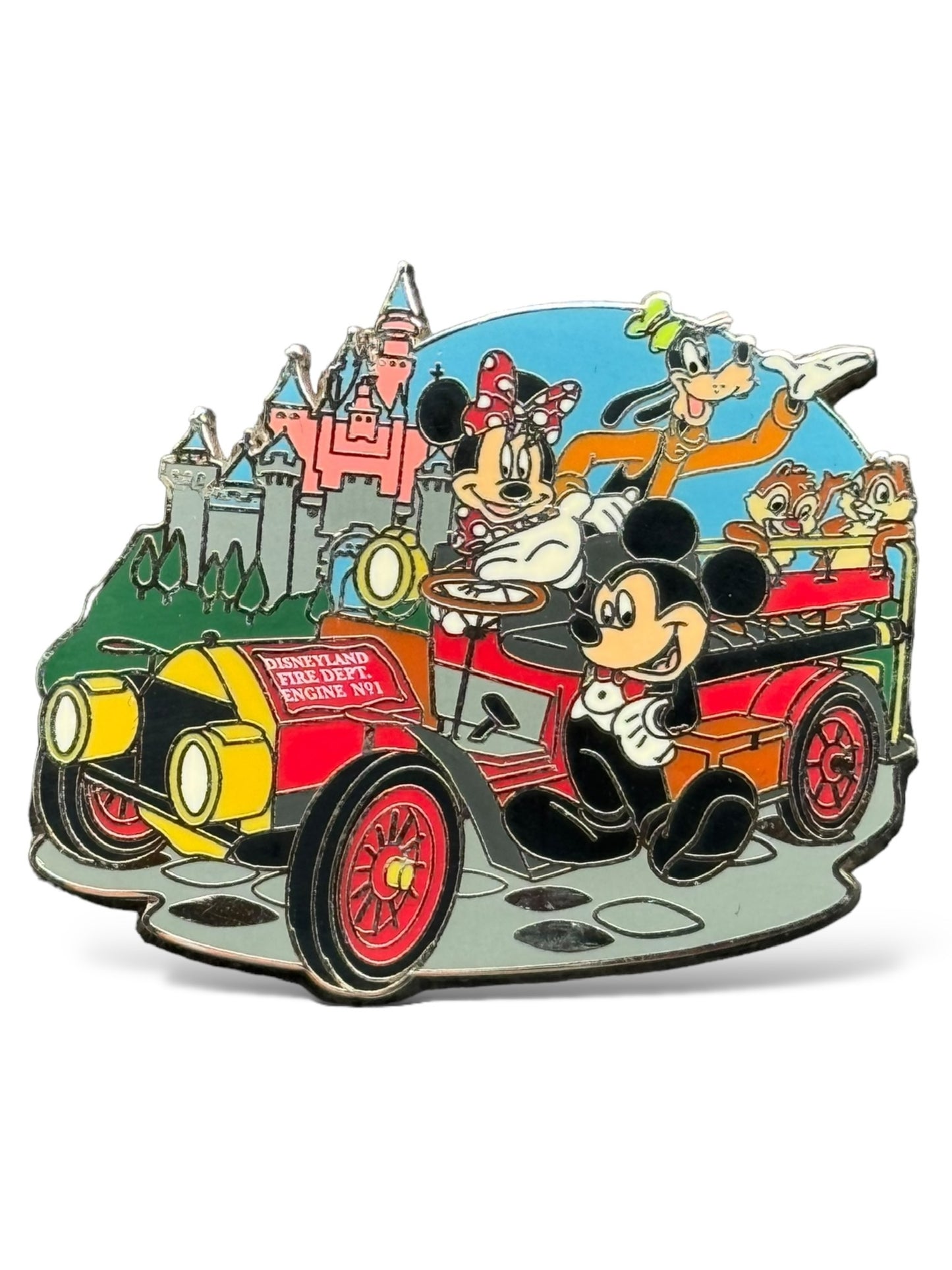 DLR Characters with Fire Engine and Sleeping Beauty Castle Pin