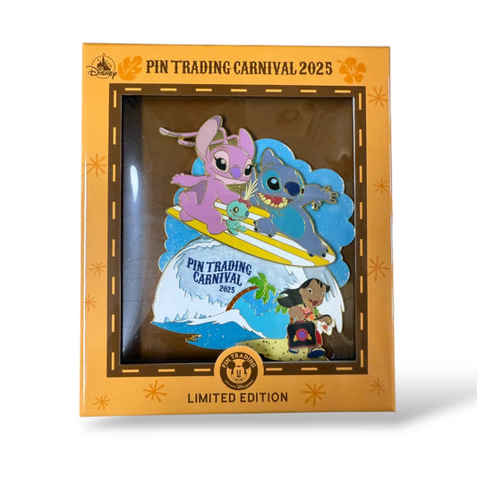 HKDL Pin Trading Carnival 2025 Stitch and Angel Super Jumbo Pin