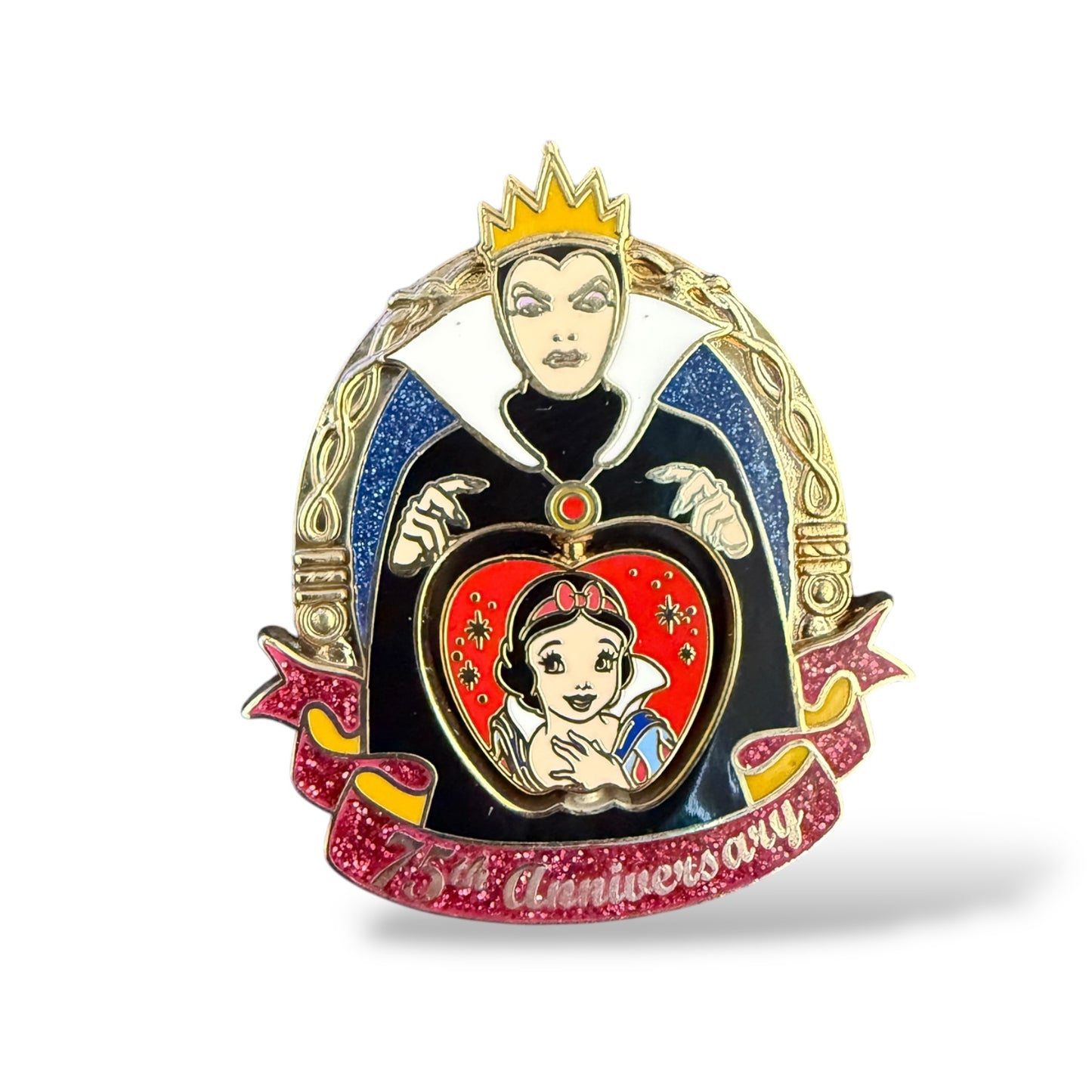 Disney Parks Snow White and the Seven Dwarfs 75th Anniversary Evil Queen and Snow White Spinner Pin