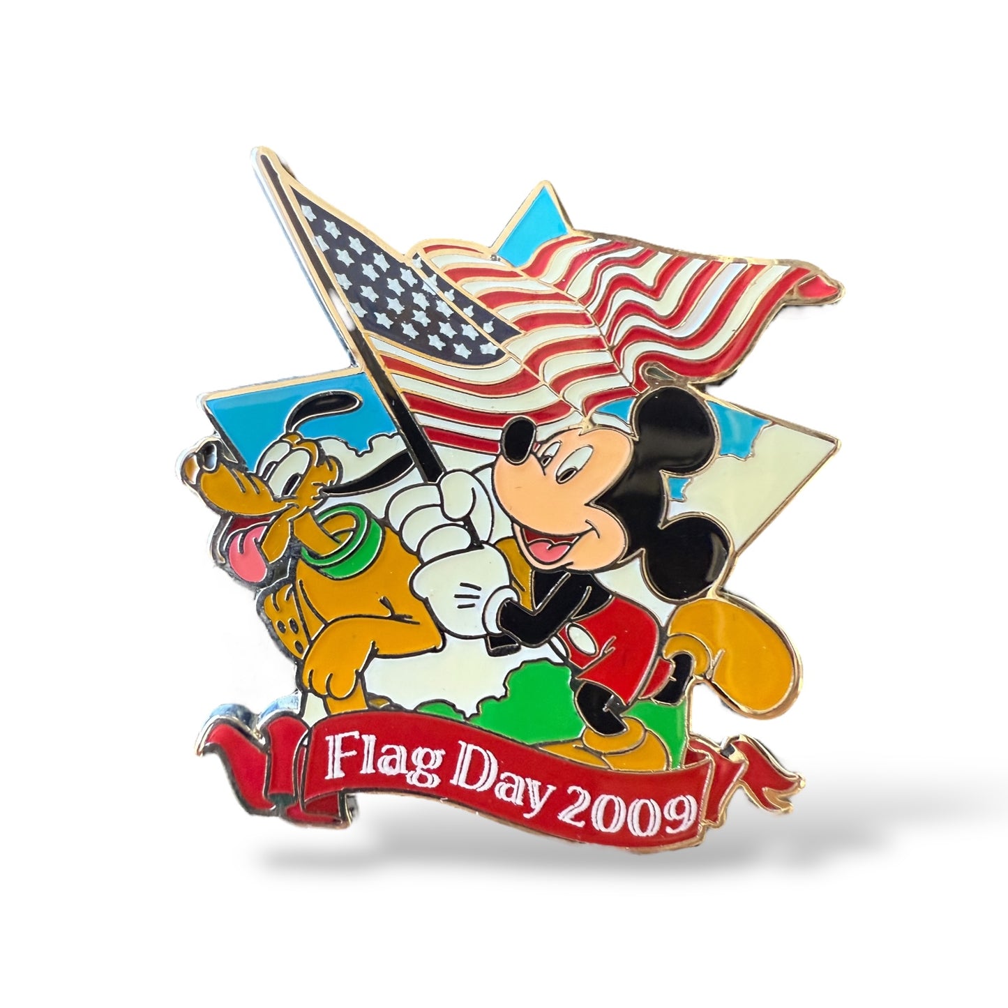 Disney Parks Flag Day 2009 Patriotic Mickey and Pluto Pin