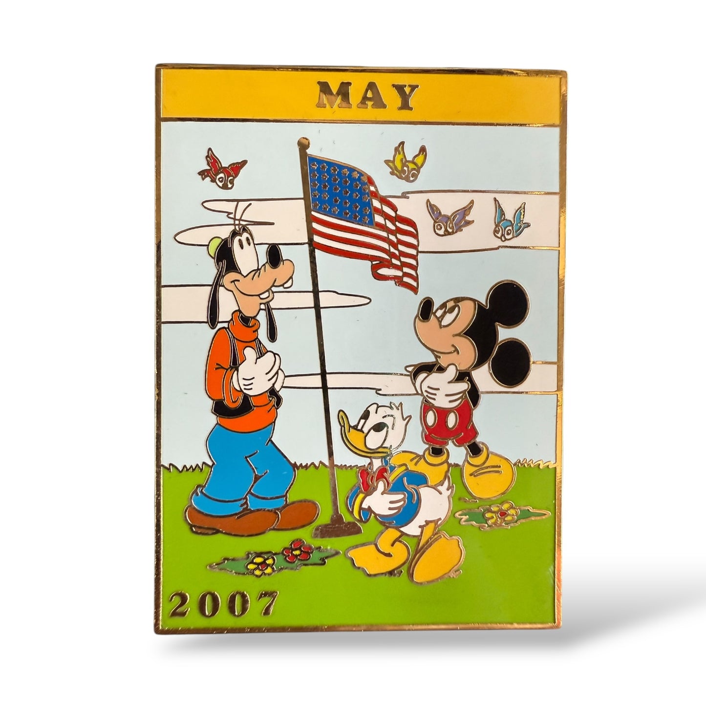 Disney Shopping Calendar 2007 May Mickey, Donald and Goofy Memorial Day Pin