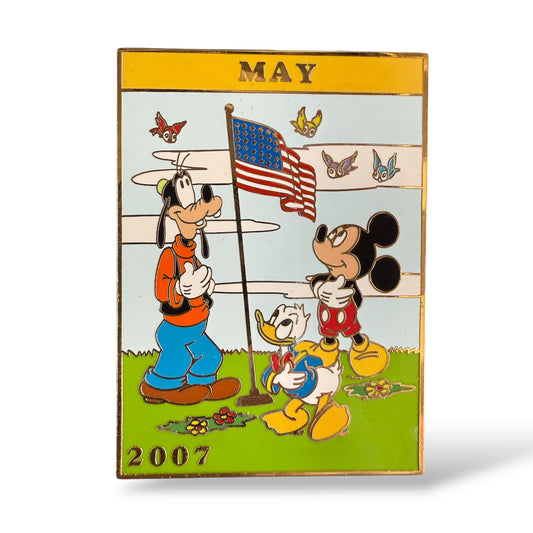 Disney Shopping Calendar 2007 May Mickey, Donald and Goofy Memorial Day Pin