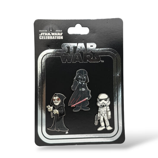 Disney Parks Star Wars Celebration 2022 Emperor Palpatine, Darth Vader, and Stormtrooper Pin Set