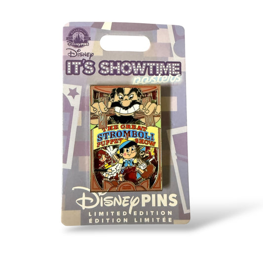 Disney Parks It's Showtime Posters Pinocchio Great Stromboli Puppet Show Pin
