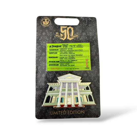 DLR Haunted Mansion 50th Anniversary E-Ticket and Haunted Mansion Pin Set