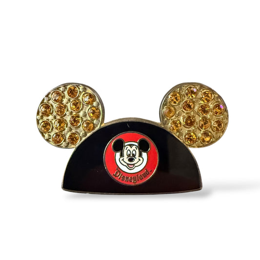 DLR Mickey Mouse Ears Hat Gold Jewels Pin