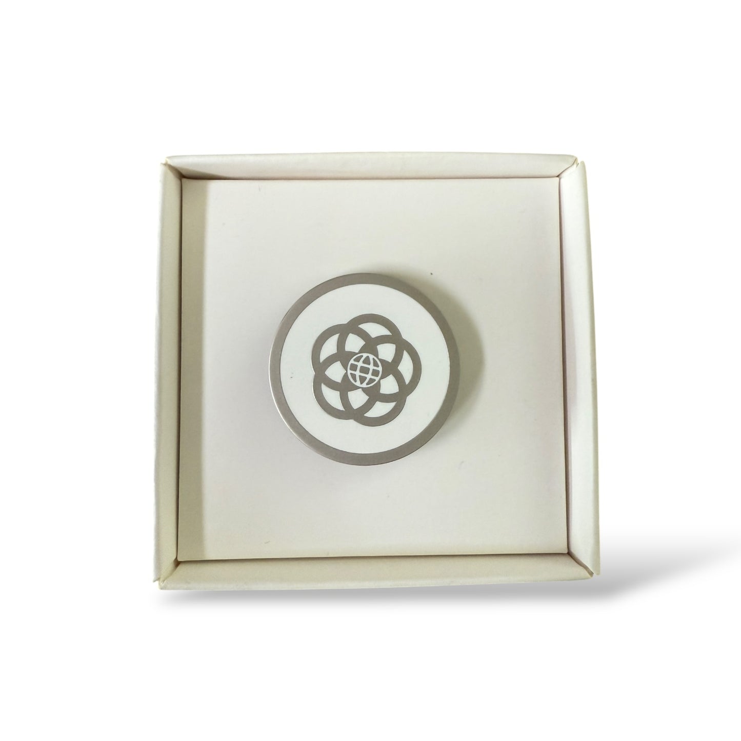 WDW Epcot Logo Silver and White Pin