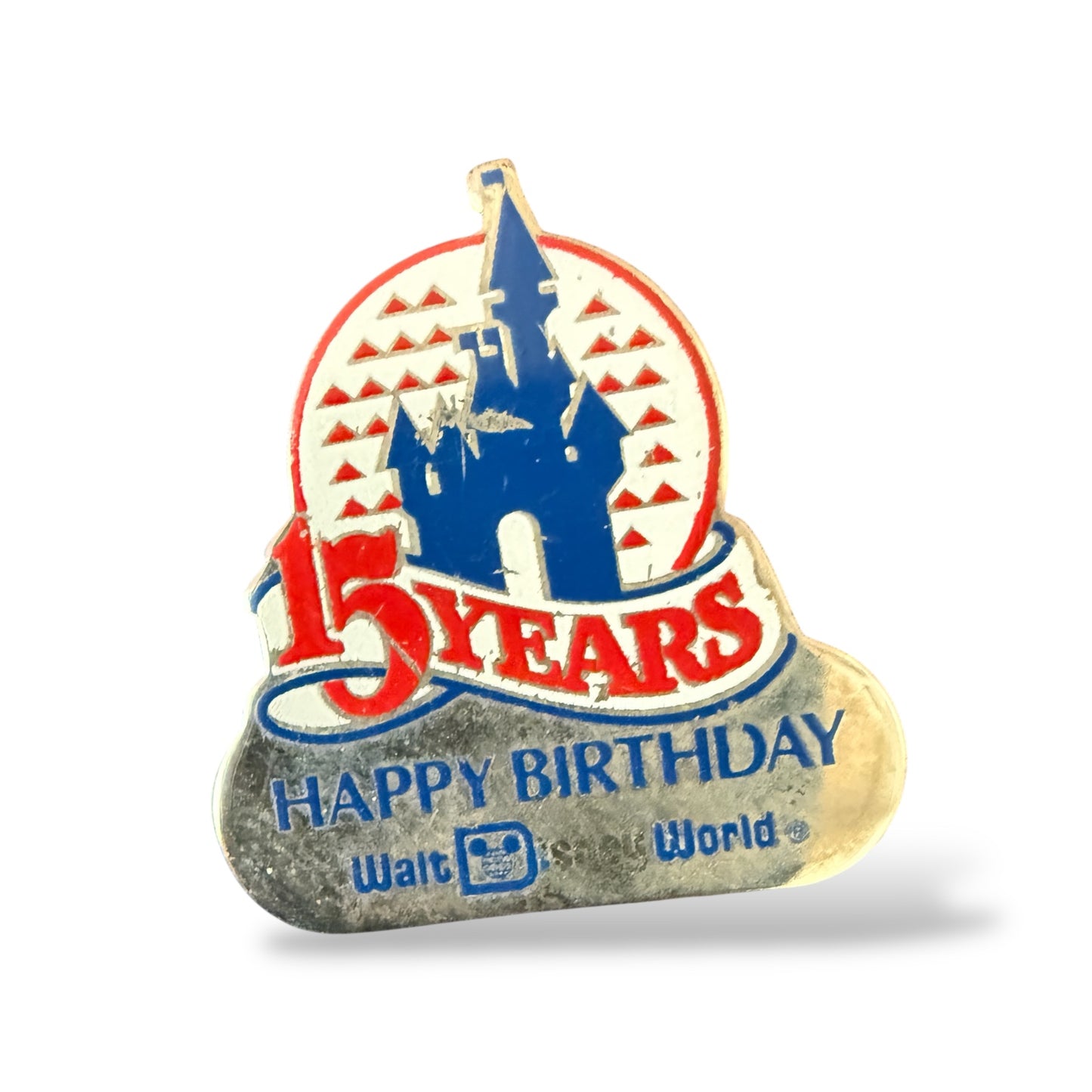 *Damaged* DEC Happy Birthday 15th Anniversary Cinderella's Castle and Spaceship Earth Pin
