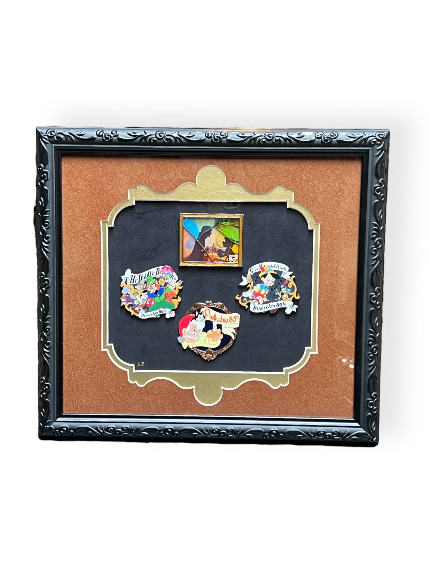 Artist Proof 80th Anniversary Pinocchio Pin Frame Set