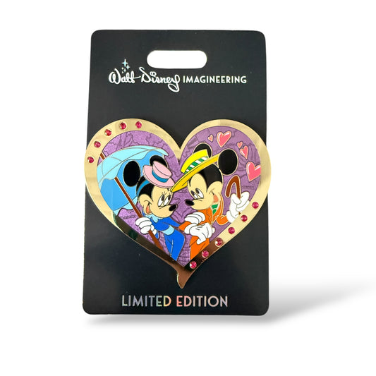 WDI Valentine Jeweled Heart Minnie and Mickey Pin