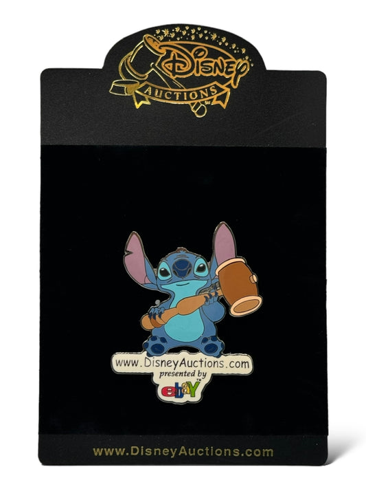 Artist Proof Disney Auctions Gift With Purchase Stitch with Gavel Black Metal Pin