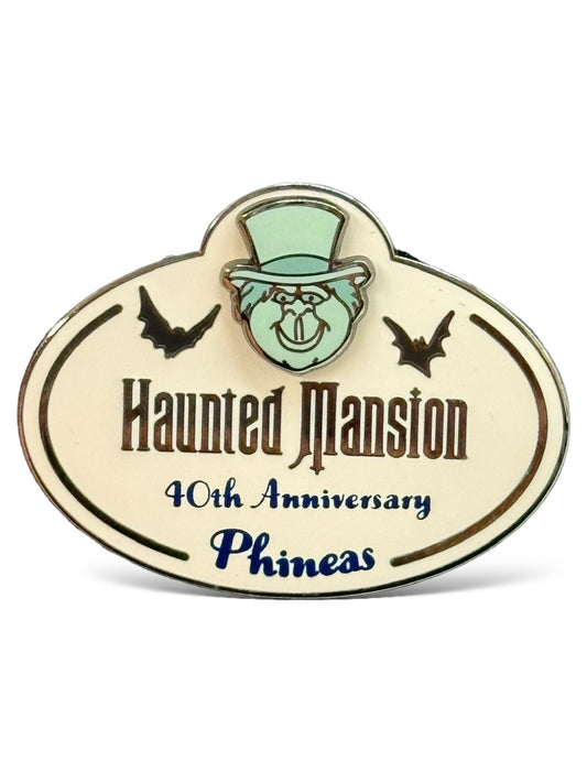 WDI Haunted Mansion 40th Anniversary Name Tag Phineas Pin