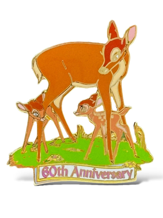 Artist Proof Disney Auctions Bambi 60th Anniversary Bambi, Faline, and Mother Gold Metal Pin
