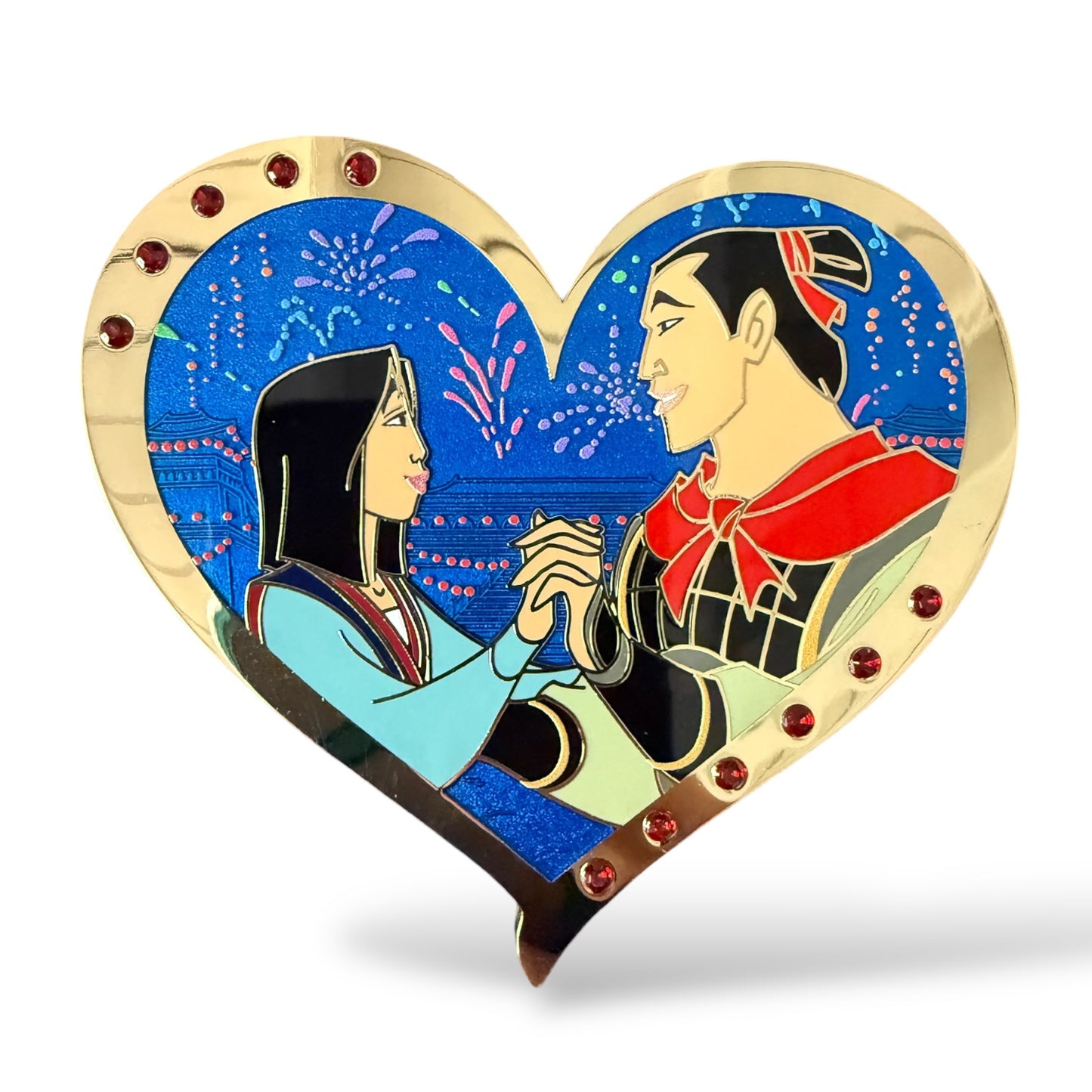 WDI Valentine Jeweled Heart Mulan and Li Shang Pin