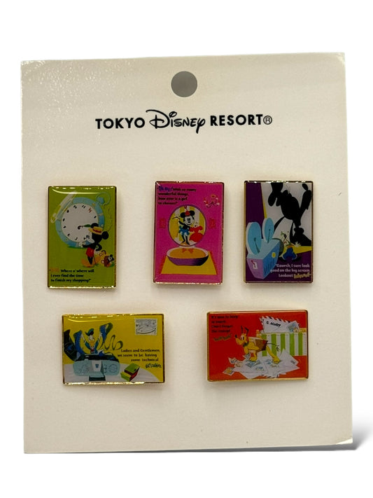 TDR Mickey and Friends Poster 5 Pin Set