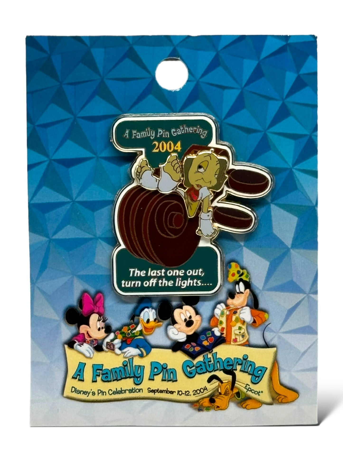 WDW A Family Pin Gathering Last One Out, Turn Off the Lights Jiminy Cricket Pin