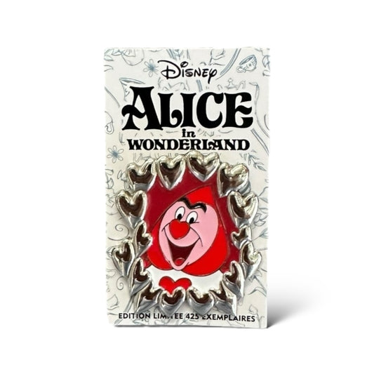 DLRP Alice in Wonderland Event Silver Hearts Frame Playing Card Pin