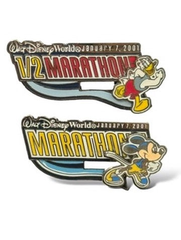 WDW 2001 Half Marathon and Full Marathon Slider Pin Set