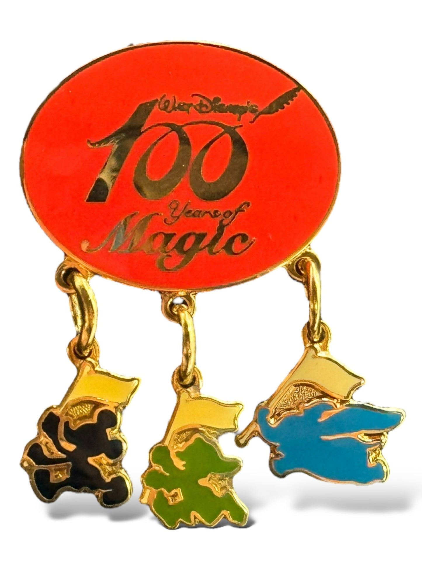 JDS 100 Years of Magic Mickey, Dumbo & Dopey Circle Flag Pin