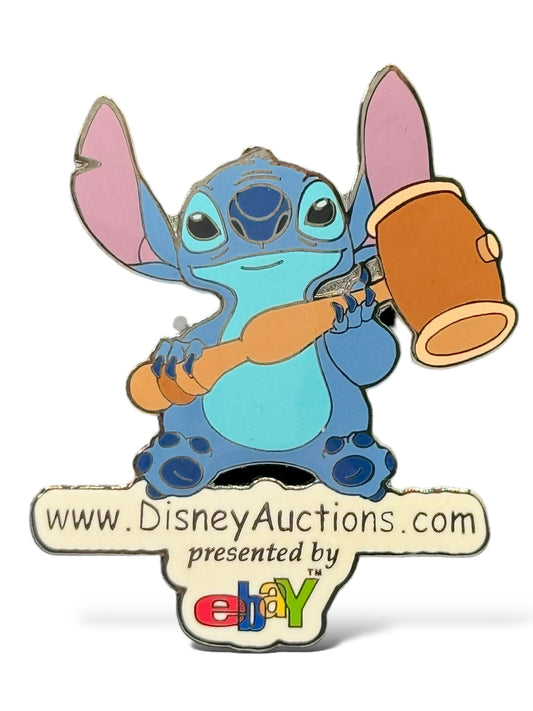 Artist Proof Disney Auctions Gift With Purchase Stitch with Gavel Black Metal Pin