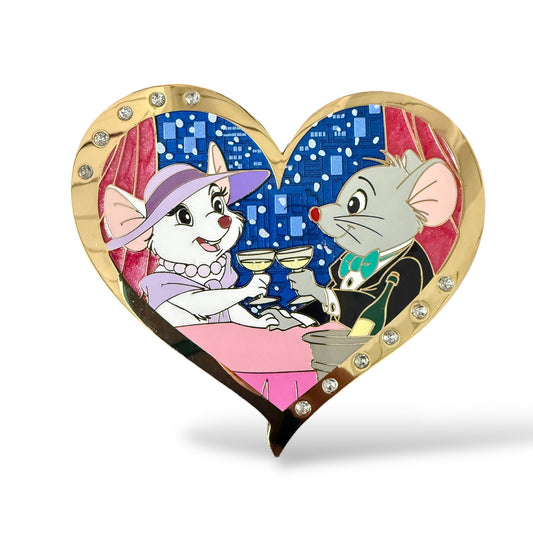 WDI Valentine Jeweled Heart Bianca and Bernard Pin