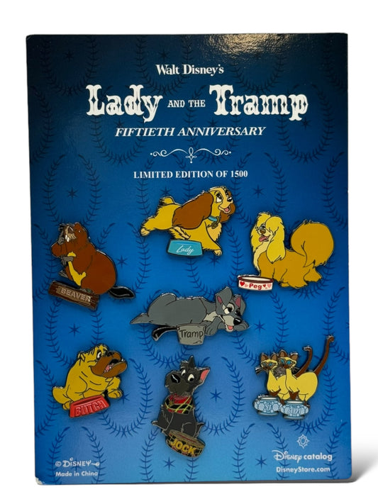 Disney Catalog 50th Anniversary Lady and The Tramp Pin Set