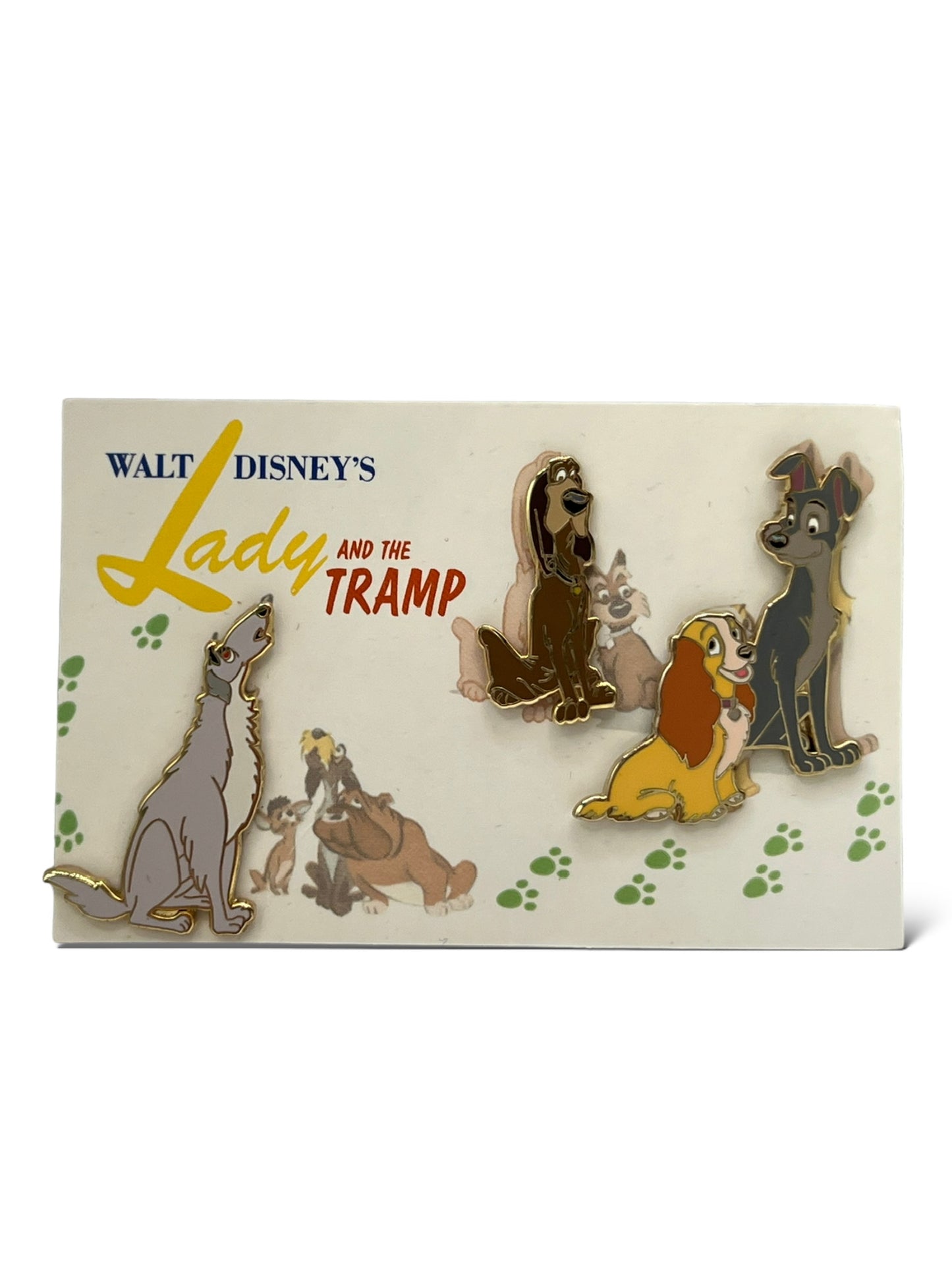 Disney Shopping Lady and The Tramp Vintage Card 3 Pin Set