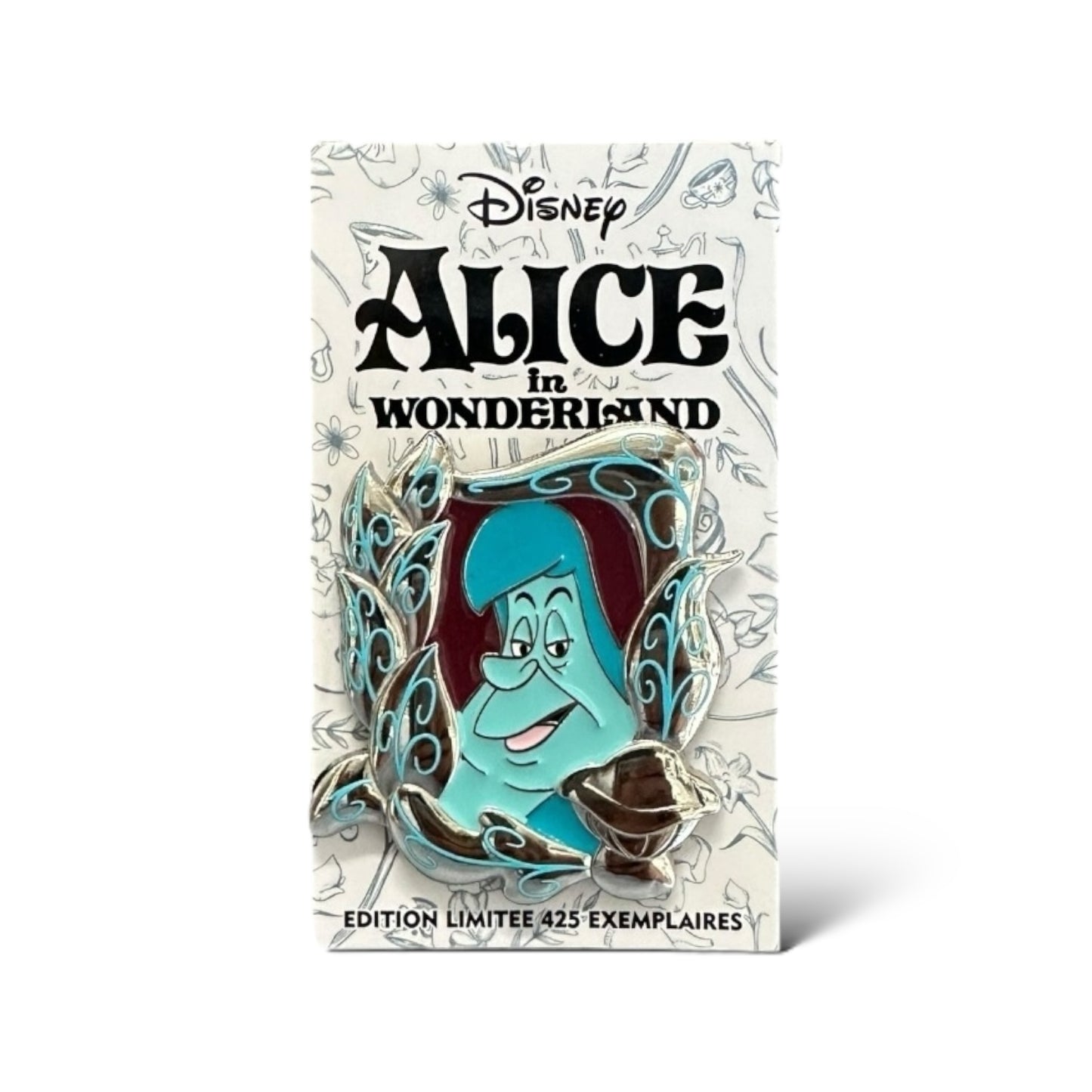 DLRP Alice in Wonderland Event Leaves and Mushroom in Silver Frame Caterpillar Pin