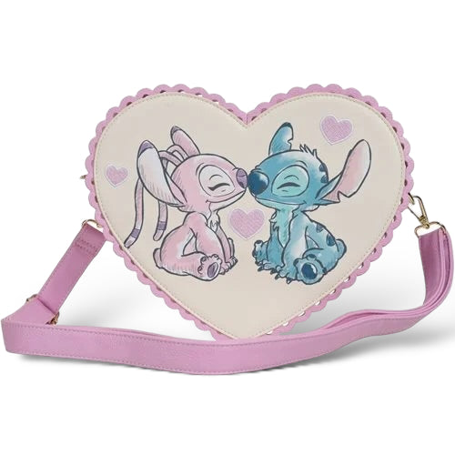 Loungefly Disney Angel & Stitch Heart Kiss Crossbody Bag