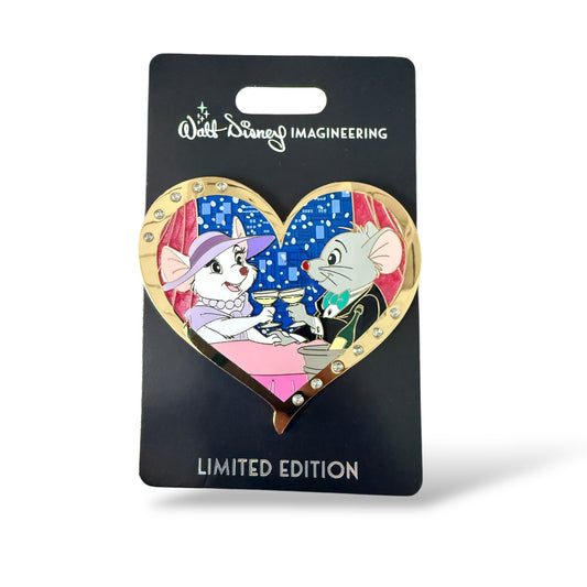 WDI Valentine Jeweled Heart Bianca and Bernard Pin