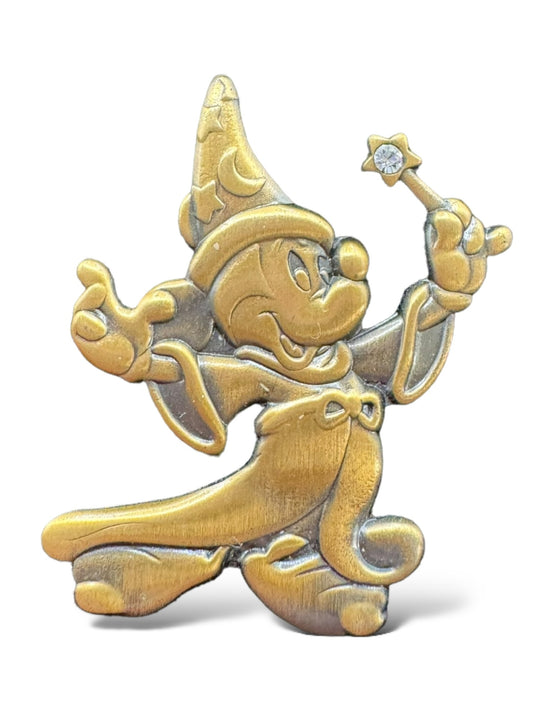 WDI Gold Tone Sorcerer Mickey Jeweled Pin